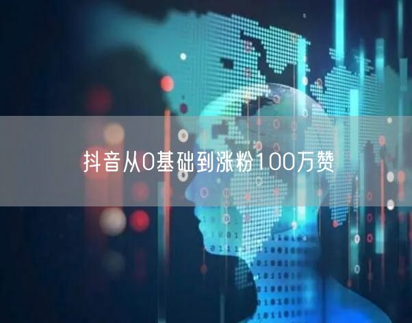 抖音从0基础到涨粉100万赞