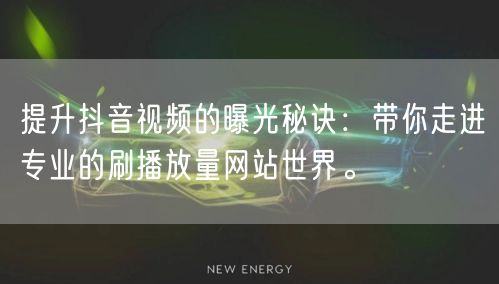 提升抖音视频的曝光秘诀：带你走进专业的刷播放量网站世界。