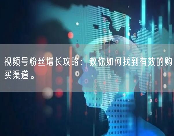 视频号粉丝增长攻略:教你如何找到有效的购买渠道。
