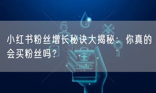 小红书粉丝增长秘诀大揭秘:你真的会买粉丝吗?
