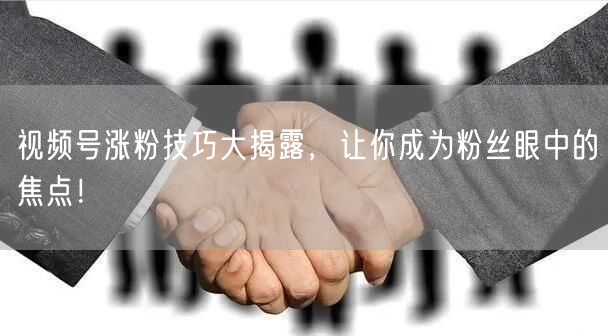 视频号涨粉技巧大揭露，让你成为粉丝眼中的焦点！